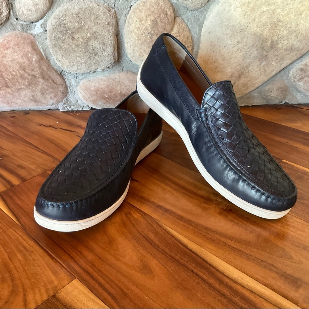 Trask Woven Blue Leather Loafers Size 10.5